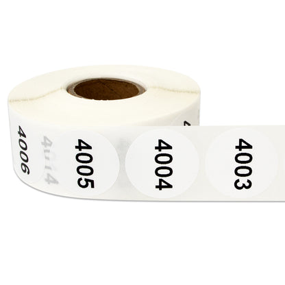1in Sticker: Consecutive Numbers 4001 to 5000 Label Roll