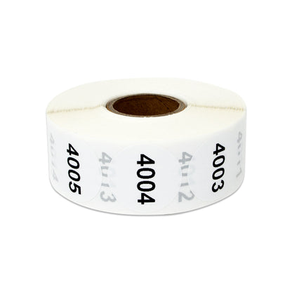 1in Sticker: Consecutive Numbers 4001 to 5000 Label Roll