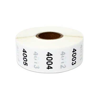 1in Sticker: Consecutive Numbers 4001 to 5000 Label Roll