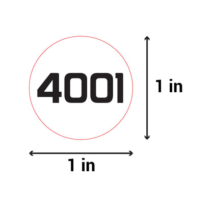 1in Sticker: Consecutive Numbers 4001 to 5000 Label Roll