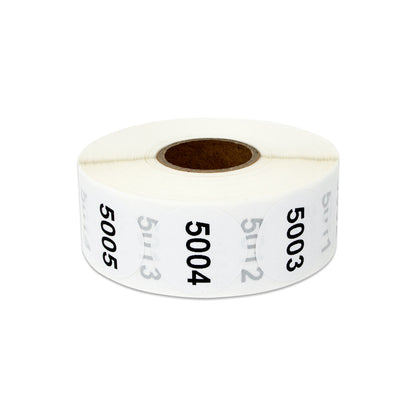 1in Sticker: Consecutive Numbers 5001 to 6000 Label Roll