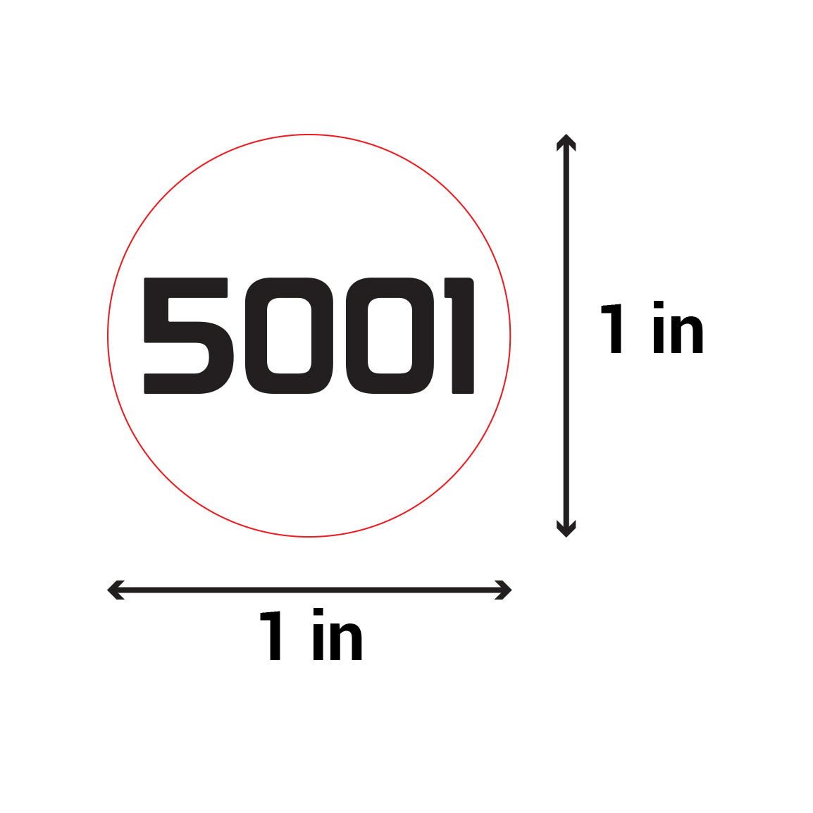 1in Sticker: Consecutive Numbers 5001 to 6000 Label Roll