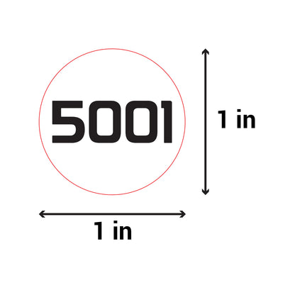 1in Sticker: Consecutive Numbers 5001 to 6000 Label Roll