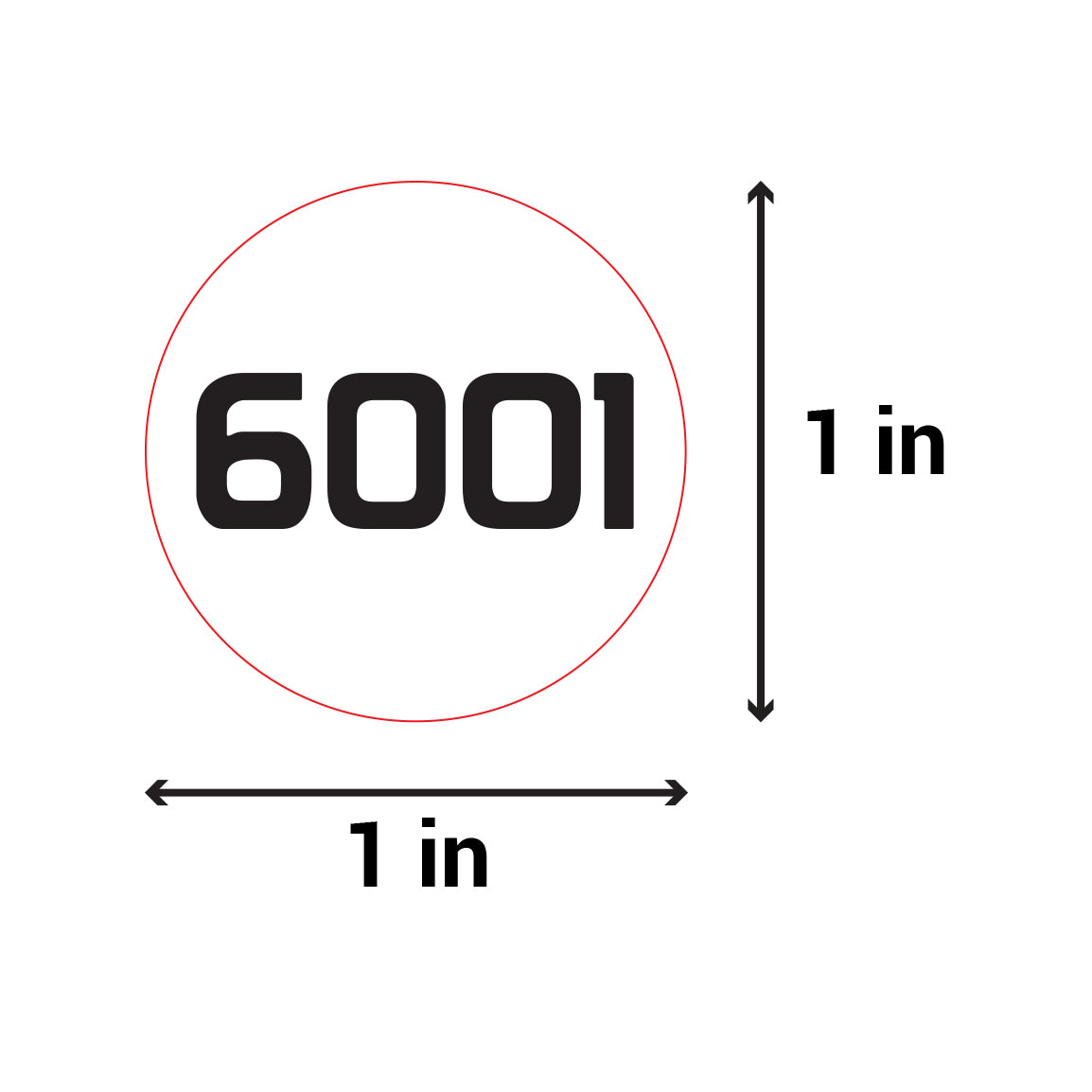 1 inch Consecutive Numbers 6001 to 7000 Stickers (Roll)