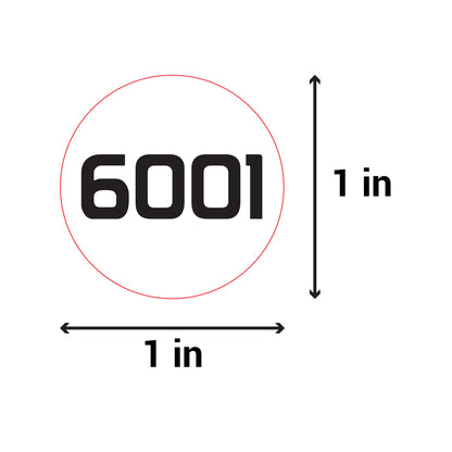 1 inch Consecutive Numbers 6001 to 7000 Stickers (Roll)
