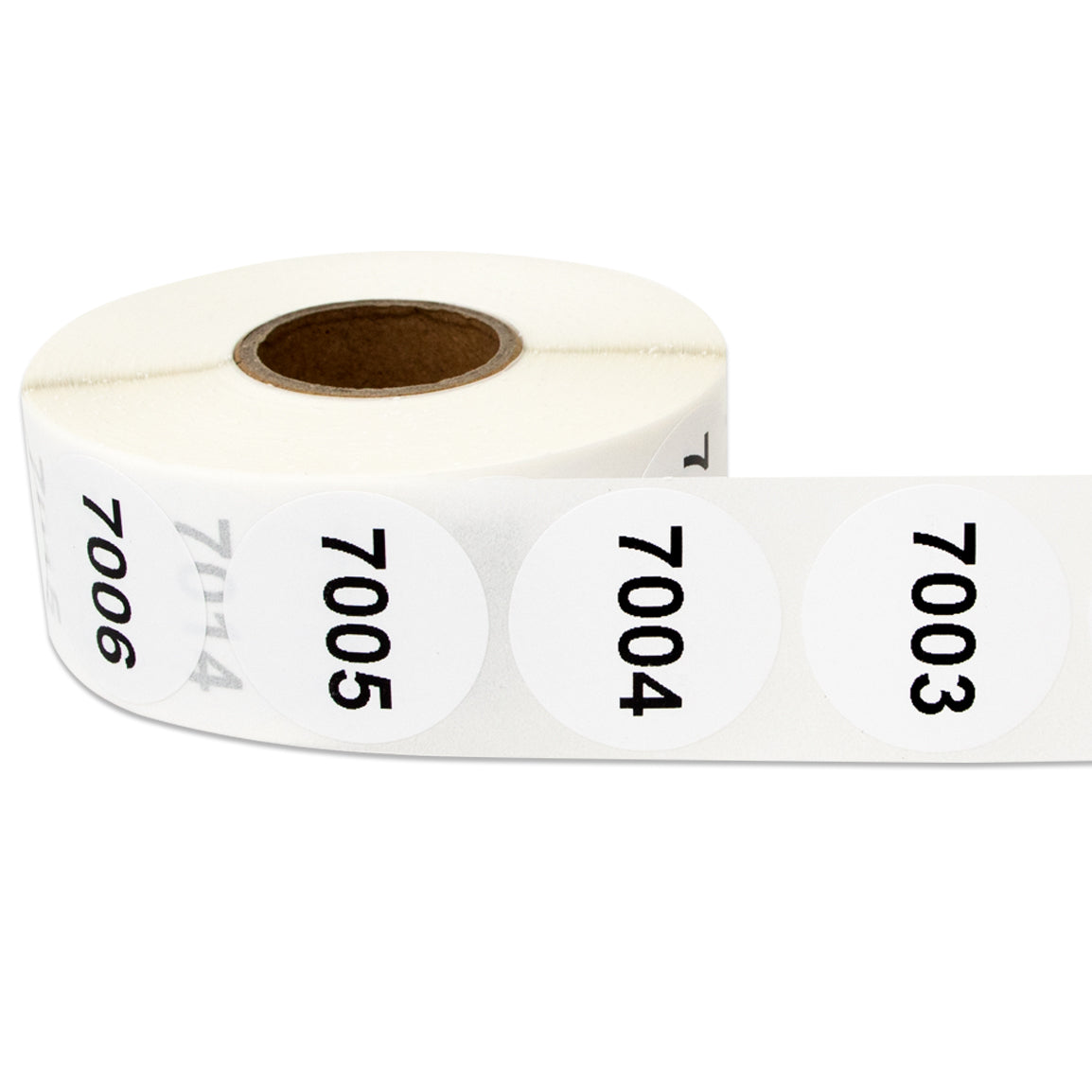 1 inch Consecutive Numbers 7001 to 8000 Stickers (Roll)