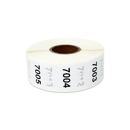 1in Sticker: Consecutive Numbers 7001 to 8000 Label Roll