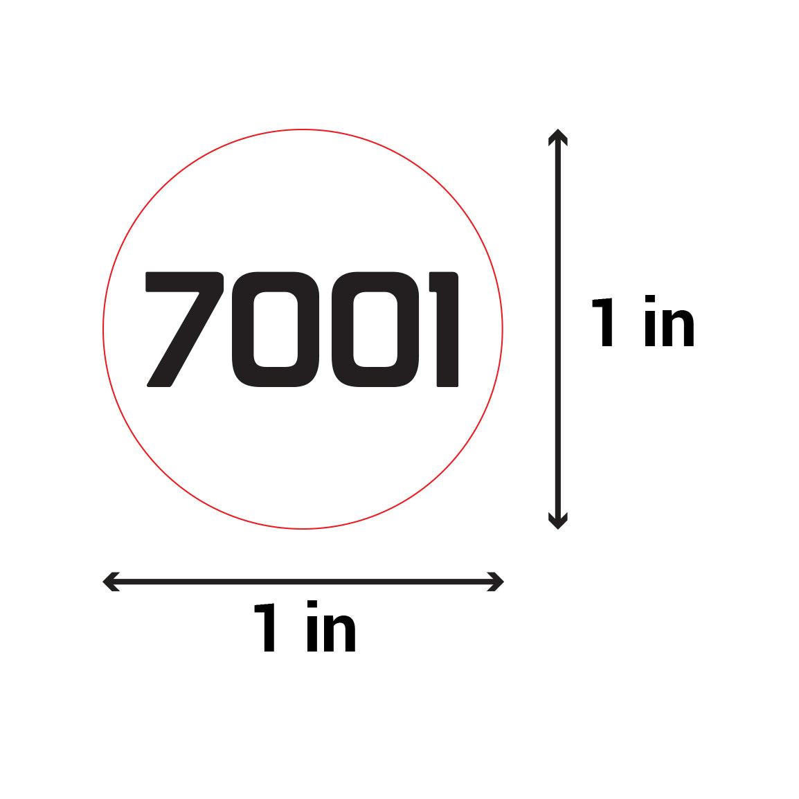 1 inch Consecutive Numbers 7001 to 8000 Stickers (Roll)