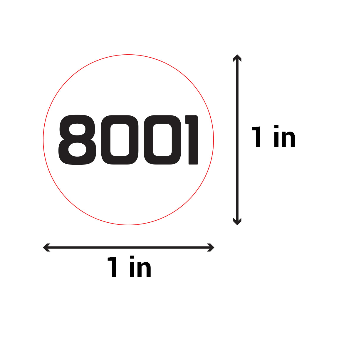 1 inch Consecutive Numbers 8001 to 9000 Stickers (Roll)