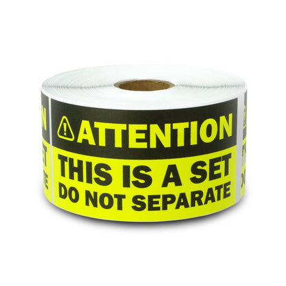4 x 2in Sticker: Attention This is a Set Do Not Separate Shipping Label (Yellow)