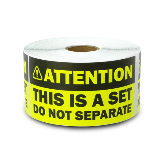 4 x 2in Sticker: Attention This is a Set Do Not Separate Shipping Label (Yellow)