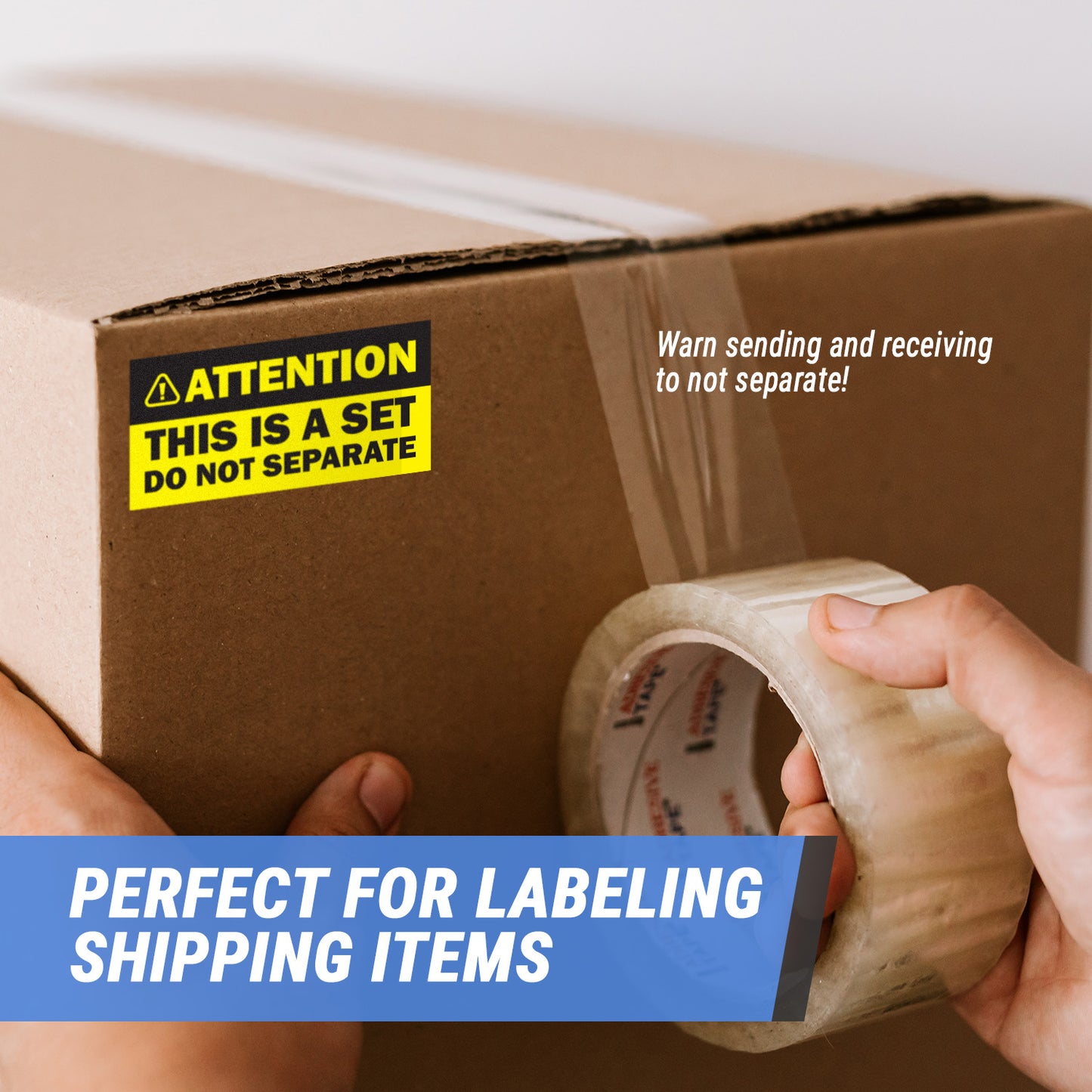 4 x 2in Sticker: Attention This is a Set Do Not Separate Shipping Label (Yellow)