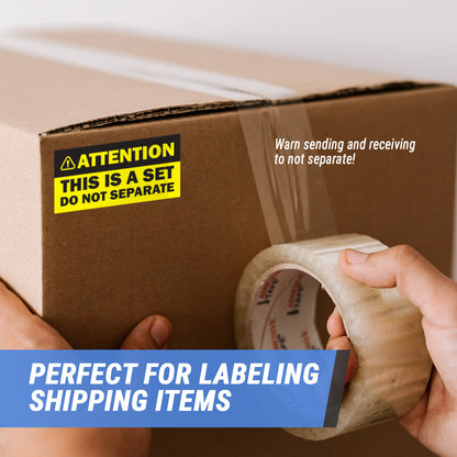 4 x 2in Sticker: Attention This is a Set Do Not Separate Shipping Label (Yellow)