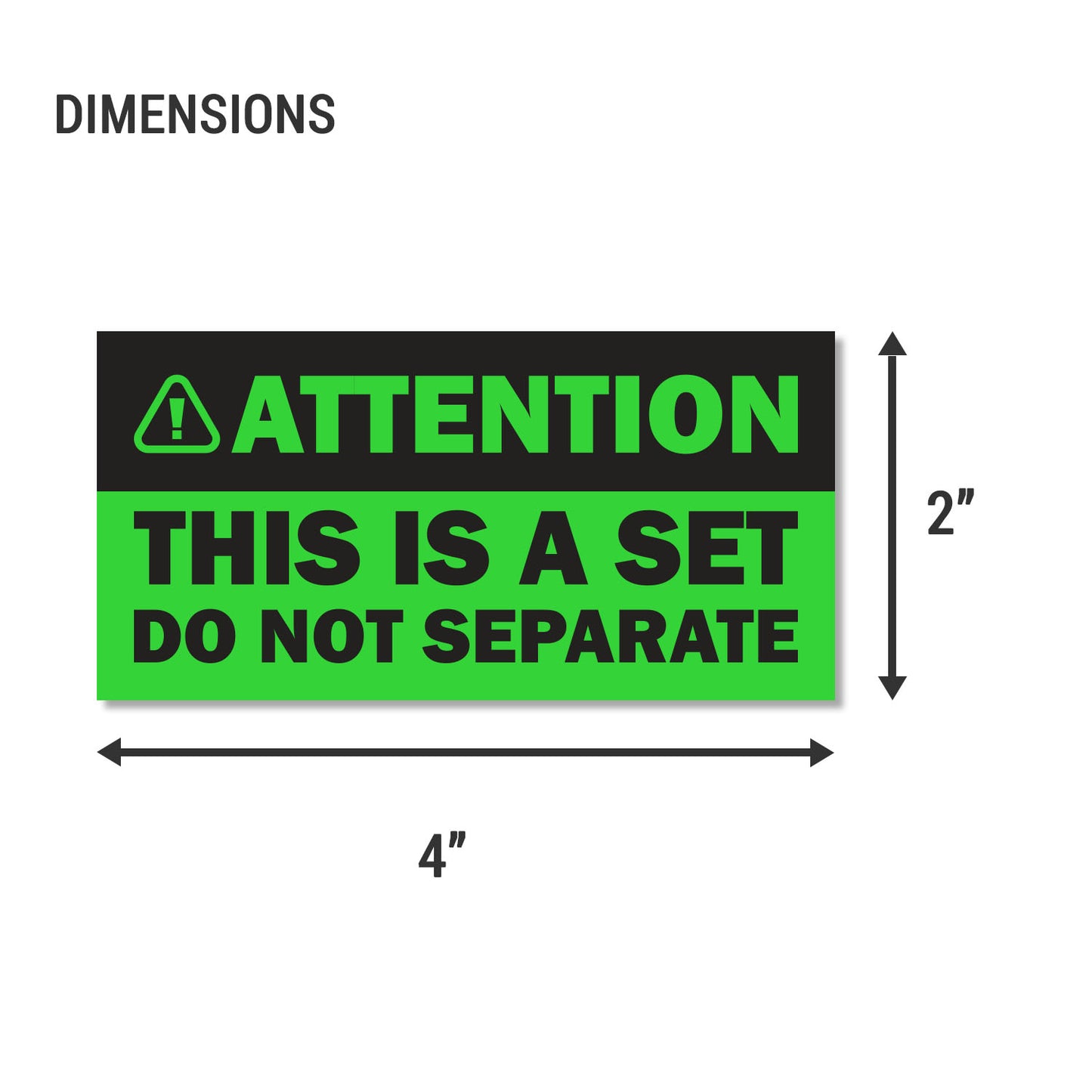 4 x 2in Sticker: Attention This is a Set Do Not Separate Shipping Label (Green)