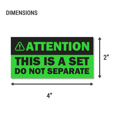 4 x 2in Sticker: Attention This is a Set Do Not Separate Shipping Label (Green)