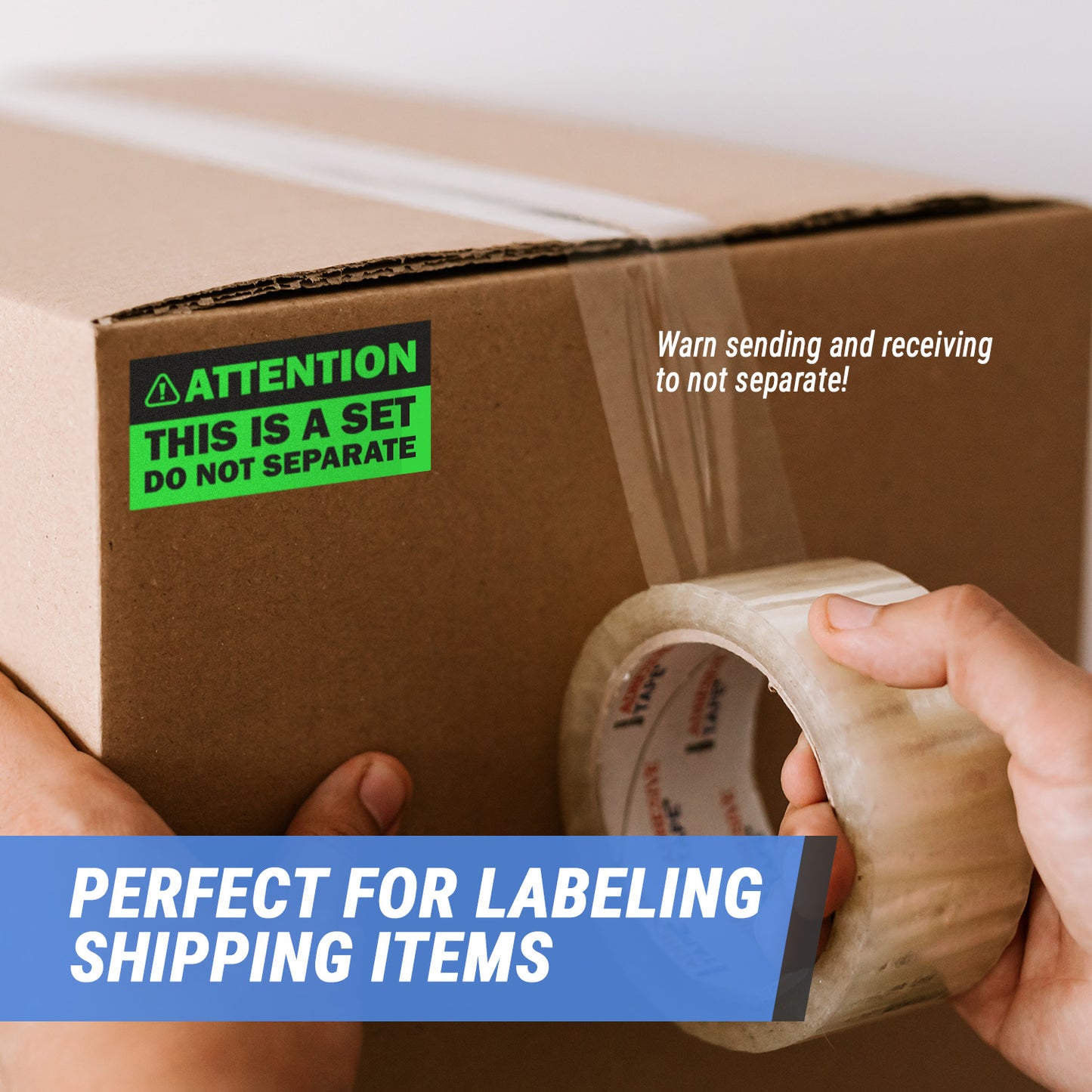 4 x 2in Sticker: Attention This is a Set Do Not Separate Shipping Label (Green)