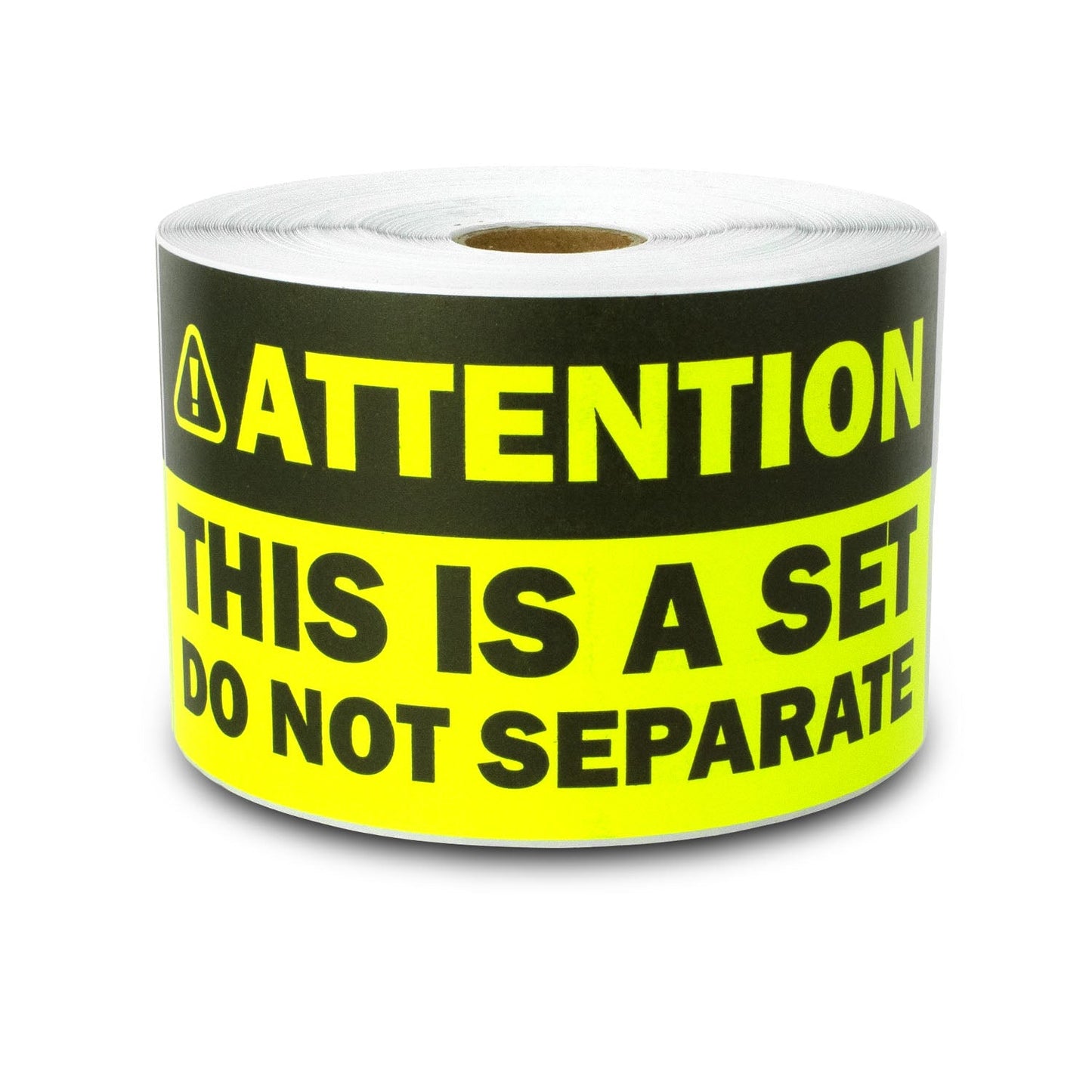 6 x 3in Sticker: Attention This is a Set Do Not Separate Shipping Label (Yellow)
