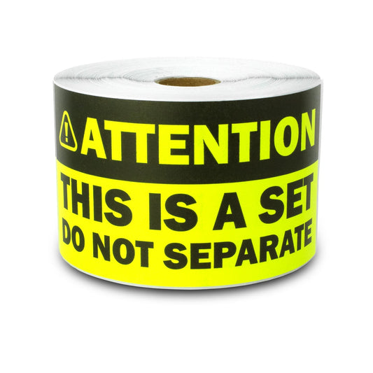 6 x 3in Sticker: Attention This is a Set Do Not Separate Shipping Label (Yellow)