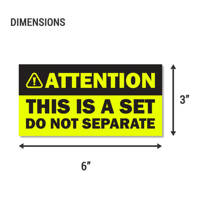 6 x 3in Sticker: Attention This is a Set Do Not Separate Shipping Label (Yellow)