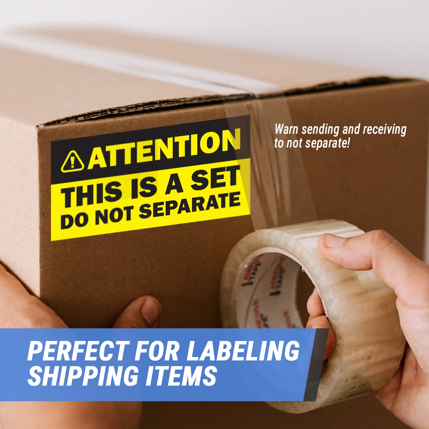 6 x 3in Sticker: Attention This is a Set Do Not Separate Shipping Label (Yellow)