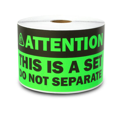 6 x 3in Sticker: Attention This Is A Set Do Not Separate Label (Green)