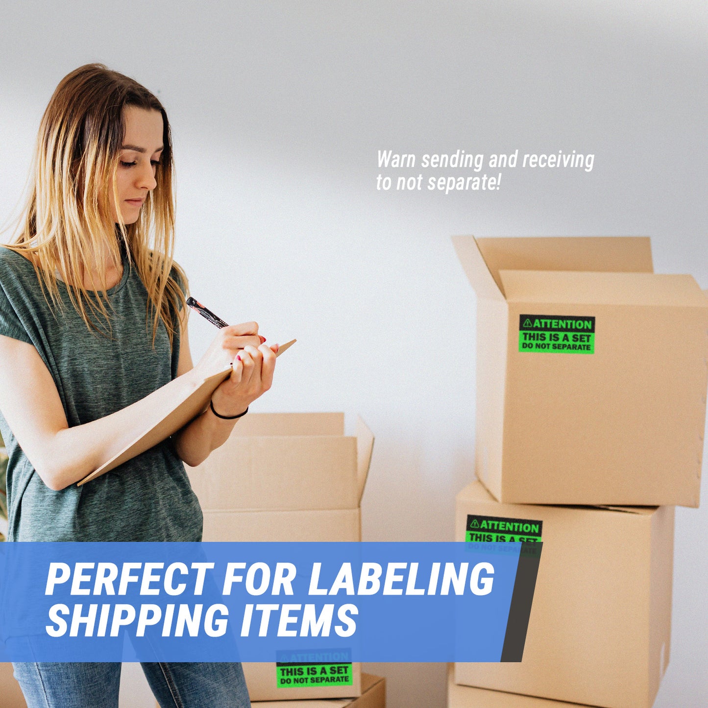 6 x 3in Sticker: Attention This Is A Set Do Not Separate Label (Green)