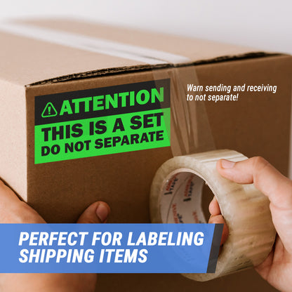 6 x 3in Sticker: Attention This Is A Set Do Not Separate Label (Green)