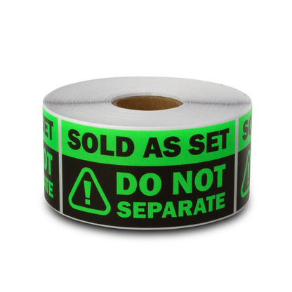 3 x 1.5in Sticker: Sold as Set Do Not Separate Retail Label (Green)