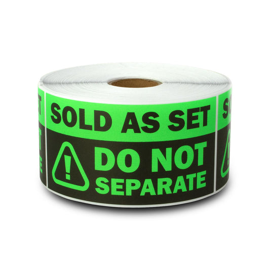 4 x 2in Sticker: Sold as Set Do Not Separate Retail Label (Green)