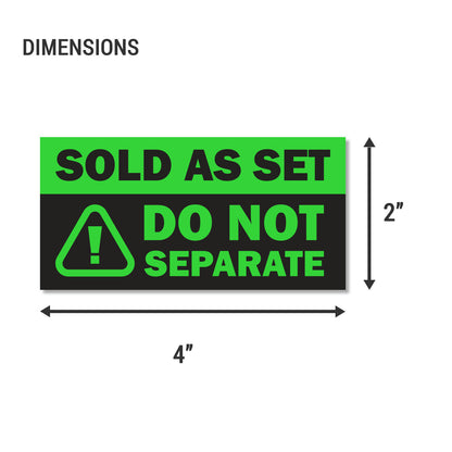4 x 2in Sticker: Sold as Set Do Not Separate Retail Label (Green)