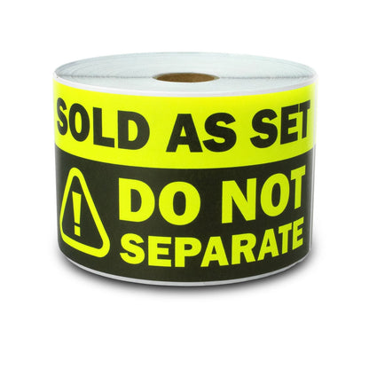 6 x 3in Sticker: Sold as Set Do Not Separate Retail Label (Yellow)