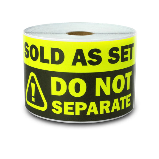 6 x 3in Sticker: Sold as Set Do Not Separate Retail Label (Yellow)
