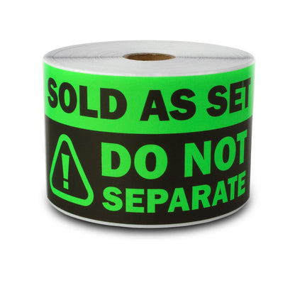 6 x 3in Sticker: Sold as Set Do Not Separate Retail Label (Green)