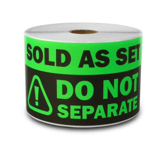 6 x 3in Sticker: Sold as Set Do Not Separate Retail Label (Green)