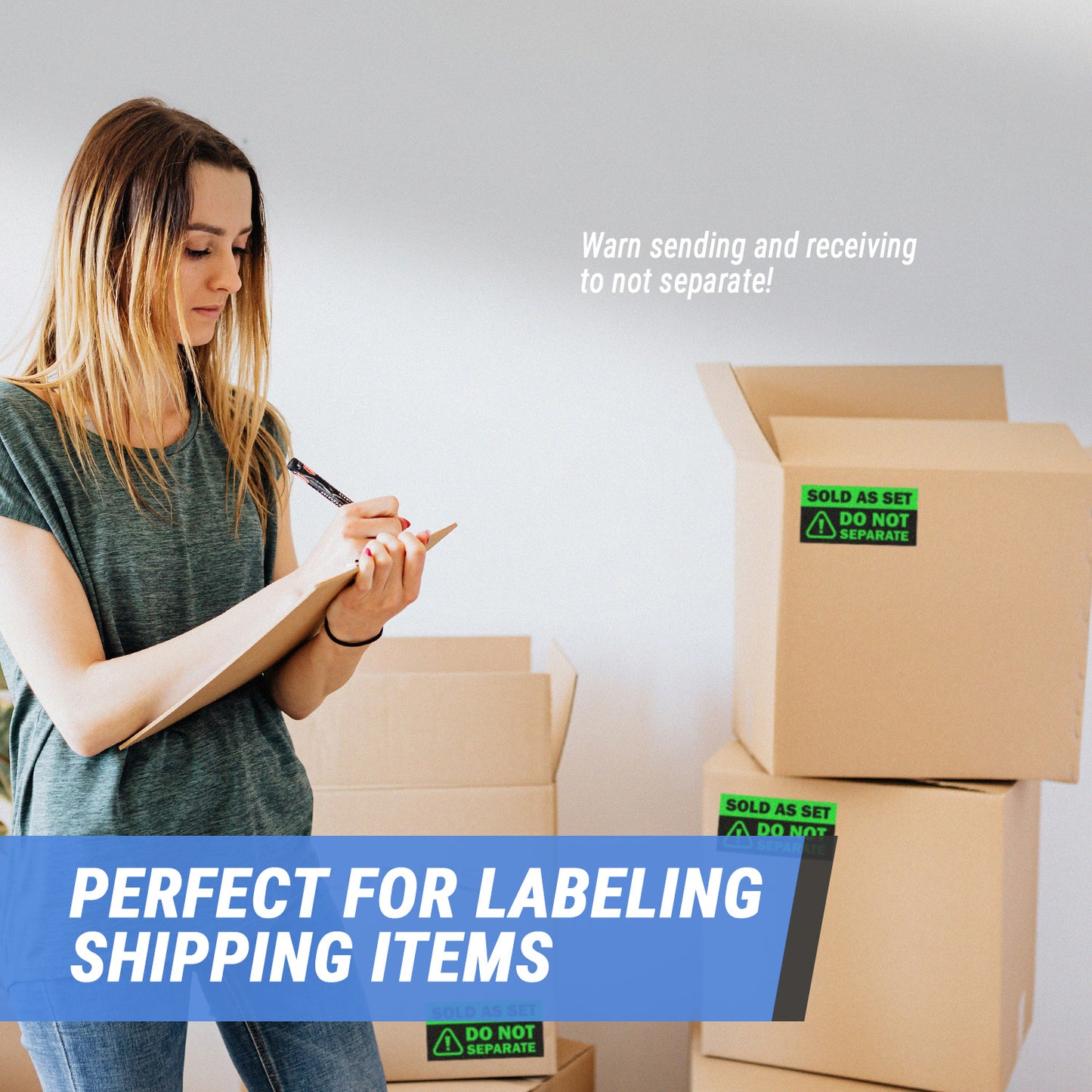 6 x 3in Sticker: Sold as Set Do Not Separate Retail Label (Green)