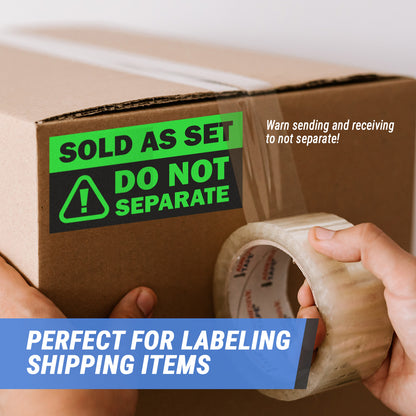 6 x 3in Sticker: Sold as Set Do Not Separate Retail Label (Green)