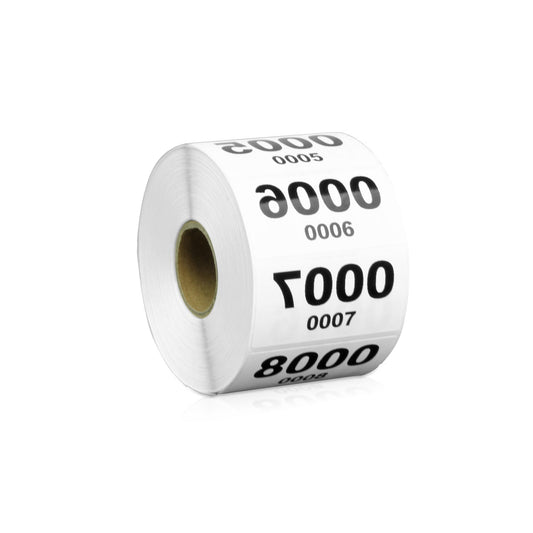 2 x 1in Sticker: Reverse Numbered 0001 to 1000 Label