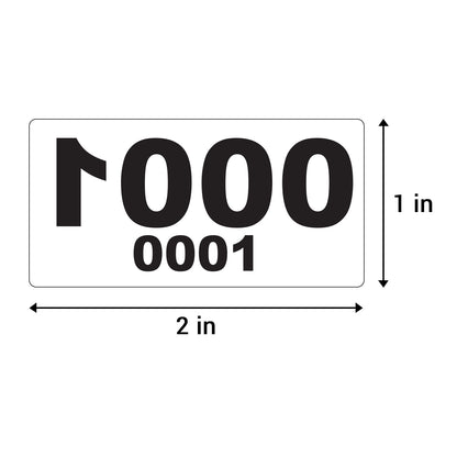 2 x 1 inch Reverse Numbered 1000 to 0001 Stickers (Roll)