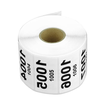 2 x 1in Sticker: Reverse Numbered 1001 to 2000 Label