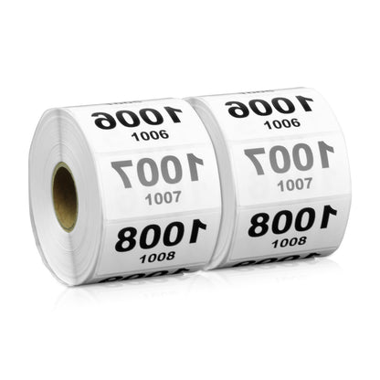 2 x 1in Sticker: Reverse Numbered 1001 to 2000 Label