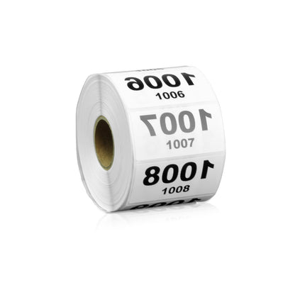 2 x 1in Sticker: Reverse Numbered 1001 to 2000 Label
