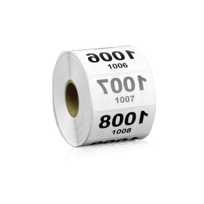 2 x 1in Sticker: Reverse Numbered 1001 to 2000 Label