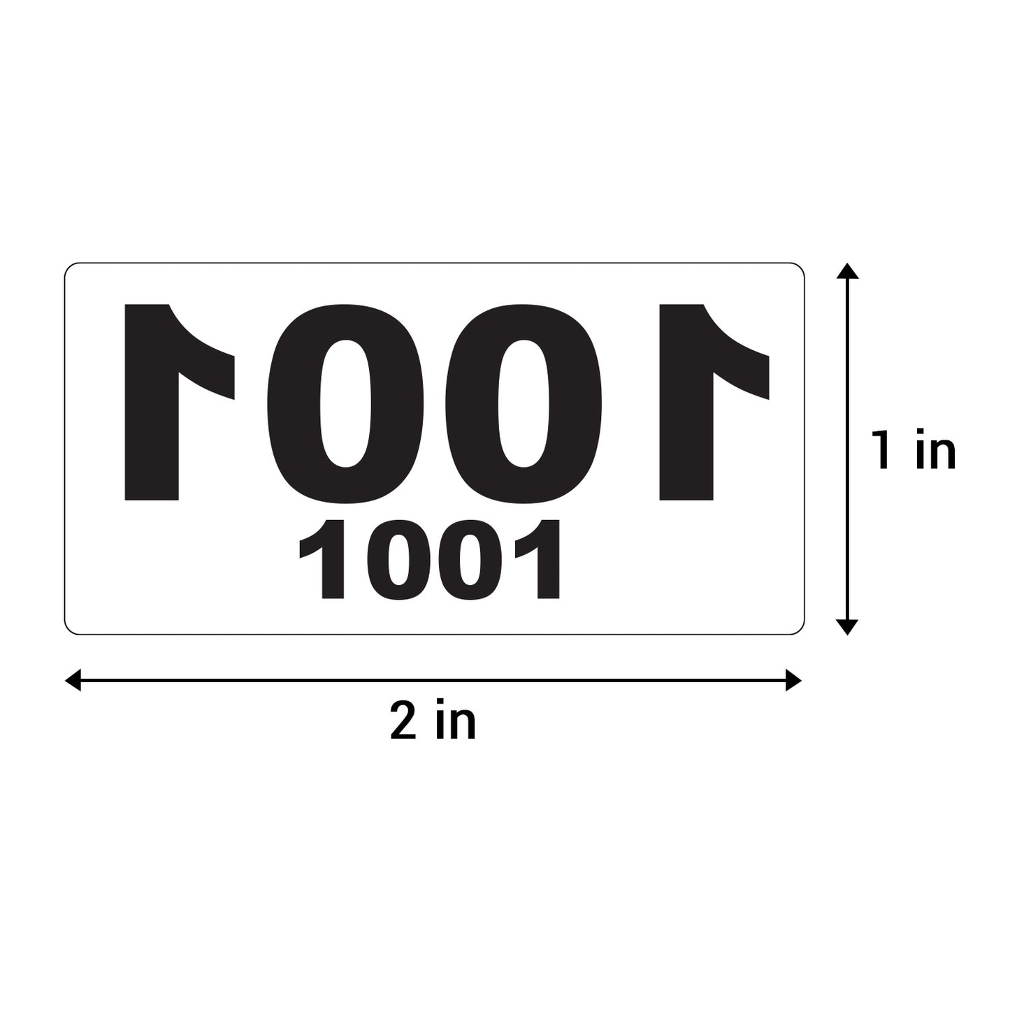 2 x 1in Sticker: Reverse Numbered 1001 to 2000 Label