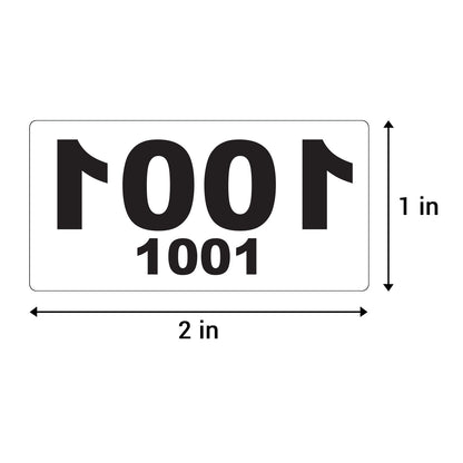 2 x 1in Sticker: Reverse Numbered 1001 to 2000 Label