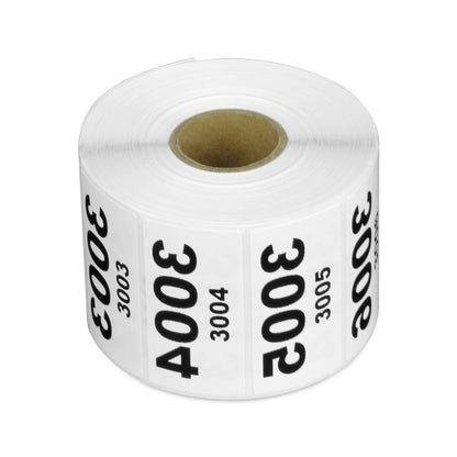 2 x 1 inch Reverse Numbered 4000 to 3001 Stickers (Roll)