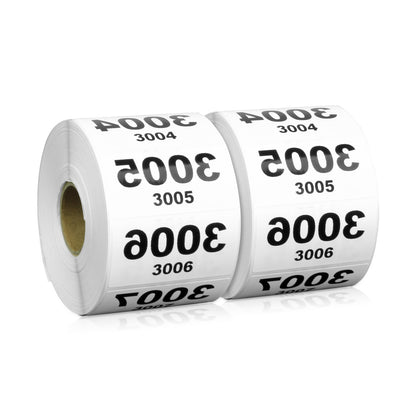 2 x 1 inch Reverse Numbered 4000 to 3001 Stickers (Roll)
