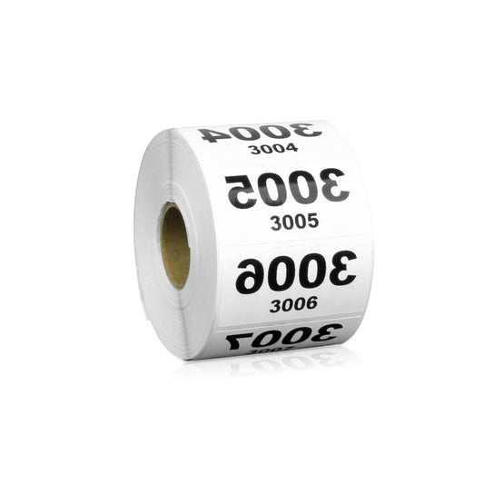2 x 1in Sticker: Reverse Numbered 3001 to 4000 Label