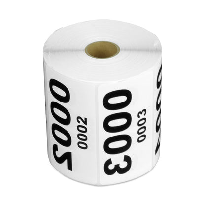 4 x 2 inch Reverse Numbered 1000 to 0001 Stickers (Roll)
