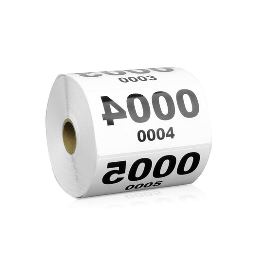 4 x 2in Sticker: Reverse Numbered 0001 to 1000 Label Roll
