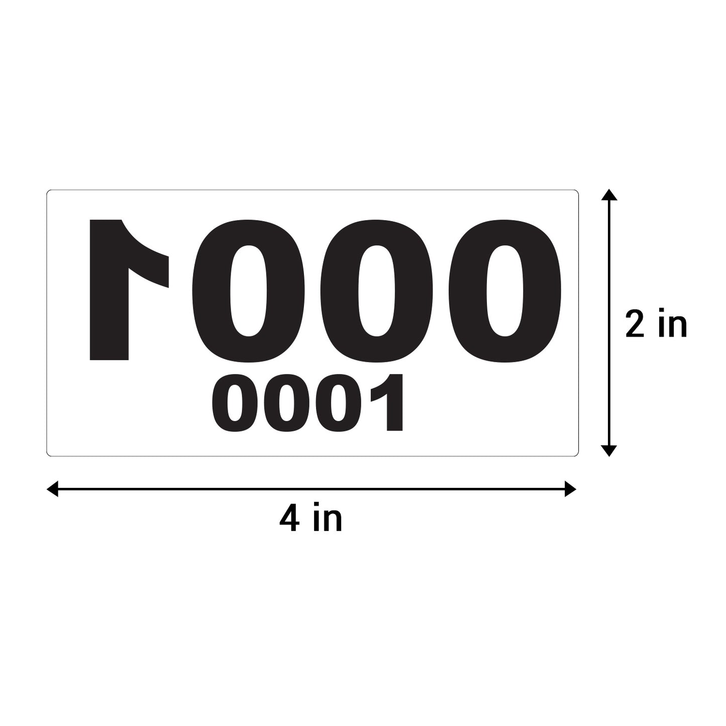4 x 2 inch Reverse Numbered 1000 to 0001 Stickers (Roll)